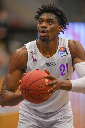 GER, Basketball, RASTA Vechta vs BG Göttingen 27 03 2021, RASTA Dome, Vechta, GER, easy Credit BBL, RASTA Vechta vs BG Göttingen, pictured shooting free throw Tai ODIASE BG Göttingen 21 nordphotoxRojahn nph00310