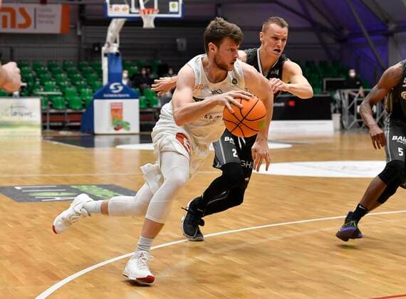 27 03 2021 Basketball Season 2020 2021 2 Bundesliga Pro A 28 Matchday Nürnberg Falcons Basketball Club NBC MLP Academics Heidelberg Sebastian Schröder Schroeder 14, Nürnberg Falcons BC NBC Niklas Würzner Wuerzner 2, MLP Academics Heidelberg