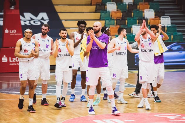 easyCredit BBL 25 Matchday RASTA Vechta vs BG Goettingen, 27 03 2021 Team of BG Goettingen easyCredit BBL 25 Matchday RASTA Vechta vs BG Goettingen on 27 03 2021 in Vechta RASTA Dome , Germany, Copyright: xBEAUTIFULxSPORTS Neddermannx