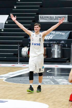 BBL easyCredit Basketball Bundesliga Season 2020 2021 25 Matchday on Saturday, 27 March 2021 at edel optics de Arena in Hamburg Hamburg Towers FC Bayern Muenchen Maik Kotsar Towers Hamburg Towers FC Bayern Muenchen