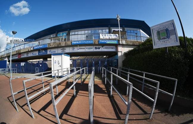 27 03 2021, Veltins Arena auf Schalke, Entrance West 1, Photo Maik Hölter TEAM2sportphoto Gelsenkirchen Parkstadion Nordrhein Westfalen Germany Team2