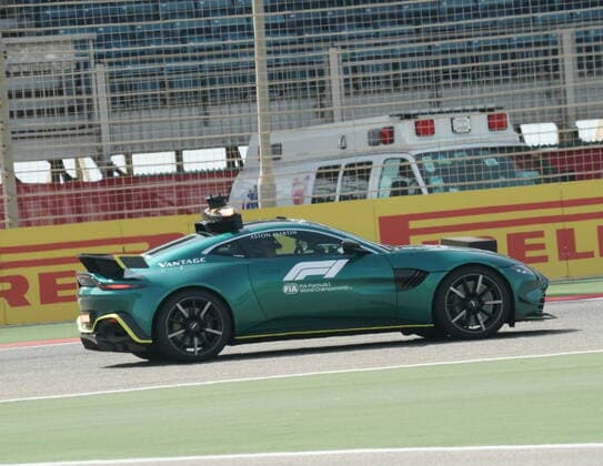 Formula 1 Gulf Air Bahrain Grand Prix 2021 28 03 2021, Bahrain International Circuit, Sakhir, Formula 1 Gulf Air Bahrain Grand Prix 2021 ,in picture Aston Martins new safety car in action for the first time at Formula 2 nordphotoxGmbHx xBratic nph00250