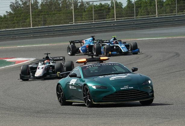 Formula 1 Gulf Air Bahrain Grand Prix 2021 28 03 2021, Bahrain International Circuit, Sakhir, Formula 1 Gulf Air Bahrain Grand Prix 2021 ,in picture Aston Martins new safety car in action for the first time at Formula 2 nordphotoxGmbHx xBratic nph00250