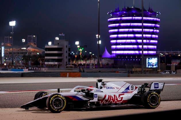 March 28, 2021, Sakhir, Bahrain: NIKITA MAZEPIN of Russia and Haas F1 Team on the gravel at the start of the 2021 FIA Formula 1 Bahrain Grand Prix at Bahrain International Circuit in Sakhir, Bahrain. Sakhir Bahrain - ZUMAg147 20210328_zap_g147_005 Copyright: xJamesxGasperottix