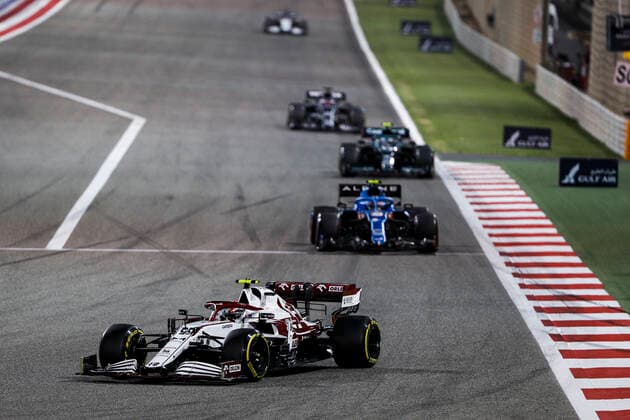 99 GIOVINAZZI Antonio (ita), Alfa Romeo Racing ORLEN C41, action during Formula 1 Gulf Air Bahrain Grand Prix 2021 from March 26 to 28, 2021 on the Bahrain International Circuit, in Sakhir, Bahrain - Photo Frédéric Le Floc?h DPPI FORMULE 1 : Grand prix du Bahrein - Sakhir - Course - 28 03 2021 DPPI Panoramic 