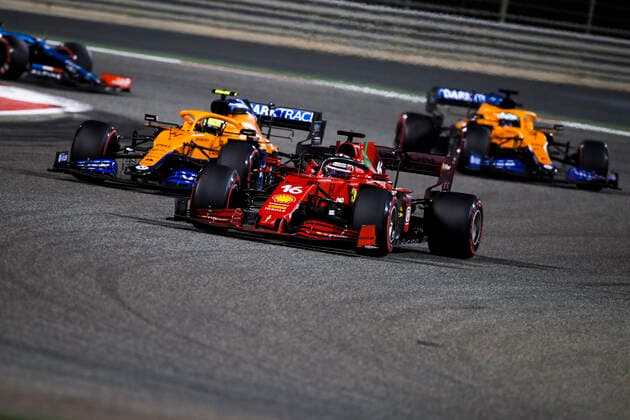16 LECLERC Charles (mco), Scuderia Ferrari SF21, action during Formula 1 Gulf Air Bahrain Grand Prix 2021 from March 26 to 28, 2021 on the Bahrain International Circuit, in Sakhir, Bahrain - Photo Florent Gooden DPPI FORMULE 1 : Grand prix du Bahrein - Sakhir - Course - 28 03 2021 DPPI Panoramic 