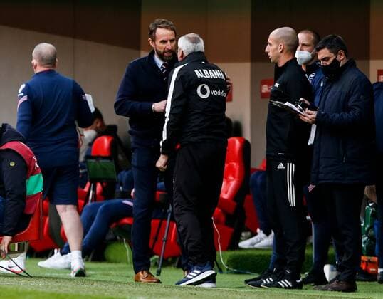 Mandatory Credit: Photo by Nikola Krstic BPI Shutterstock (11832717n) Gareth Southgate manager of England Albania v England, FIFA World Cup, WM, Weltmeisterschaft, Fussball Qualifying Group I, Football, Arena Kombetare, Tirana, Albania - 28 Mar 2021 Albania v England, FIFA World Cup Qualifying Group I, Football, Arena Kombetare, Tirana, Albania - 28 Mar 2021  Copyright: xNikolaxKrstic BPI Shutterstockx 11832717n