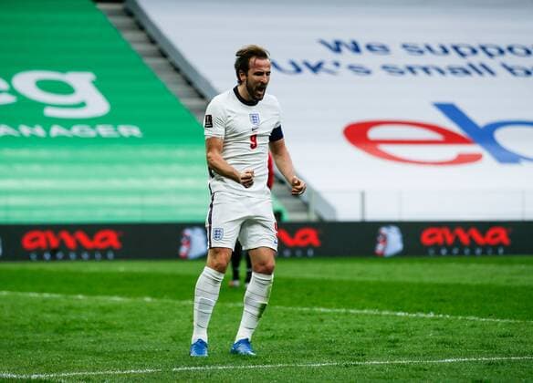 Mandatory Credit: Photo by Nikola Krstic BPI Shutterstock (11832717bg) Harry Kane of England scores and celebrates 0-1 Albania v England, FIFA World Cup, WM, Weltmeisterschaft, Fussball Qualifying Group I, Football, Arena Kombetare, Tirana, Albania - 28 Mar 2021 Albania v England, FIFA World Cup Qualifying Group I, Football, Arena Kombetare, Tirana, Albania - 28 Mar 2021  Copyright: xNikolaxKrstic BPI Shutterstockx 11832717bg