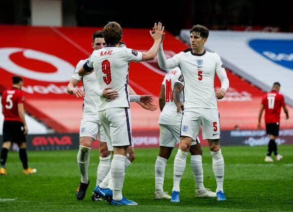 Mandatory Credit: Photo by Nikola Krstic BPI Shutterstock (11832717bc) Harry Kane of England scores and celebrates 0-1 Albania v England, FIFA World Cup, WM, Weltmeisterschaft, Fussball Qualifying Group I, Football, Arena Kombetare, Tirana, Albania - 28 Mar 2021 Albania v England, FIFA World Cup Qualifying Group I, Football, Arena Kombetare, Tirana, Albania - 28 Mar 2021  Copyright: xNikolaxKrstic BPI Shutterstockx 11832717bc