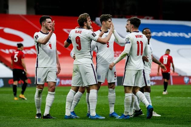 Mandatory Credit: Photo by Nikola Krstic BPI Shutterstock (11832717bd) Harry Kane of England scores and celebrates 0-1 Albania v England, FIFA World Cup, WM, Weltmeisterschaft, Fussball Qualifying Group I, Football, Arena Kombetare, Tirana, Albania - 28 Mar 2021 Albania v England, FIFA World Cup Qualifying Group I, Football, Arena Kombetare, Tirana, Albania - 28 Mar 2021  Copyright: xNikolaxKrstic BPI Shutterstockx 11832717bd