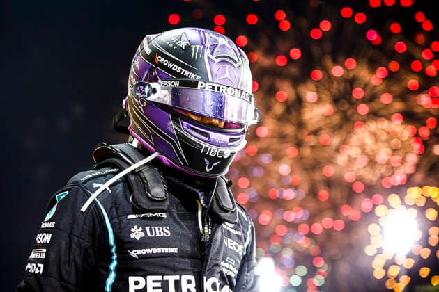 F1 Grand Prix of Bahrain 44 Lewis Hamilton (GBR, Mercedes-AMG Petronas F1 Team), F1 Grand Prix of Bahrain at Bahrain International Circuit on March 28, 2021 in Sakhir, Bahrain. (Photo by Andy Hone LAT Motorsport Images FIA Pool via HOCH ZWEI) Sakhir Bahrain Poolfoto HOCH ZWEI Pool Motorsport Images ,EDITORIAL USE ONLY