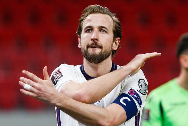 Mandatory Credit: Photo by Nikola Krstic BPI Shutterstock (11832717ct) Harry Kane of England Albania v England, FIFA World Cup, WM, Weltmeisterschaft, Fussball Qualifying Group I, Football, Arena Kombetare, Tirana, Albania - 28 Mar 2021 Albania v England, FIFA World Cup Qualifying Group I, Football, Arena Kombetare, Tirana, Albania - 28 Mar 2021  Copyright: xNikolaxKrstic BPI Shutterstockx 11832717ct