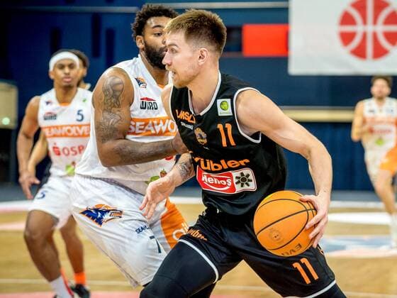 Trevor Lacey, Chris Carter, Rostock Seawolves vs Panthers Schwenningen, Basketball, PRO A, 28 03 2021 Rostock Seawolves vs Panthers Schwenningen, Basketball, PRO A, 28 03 2021 Rostock. Copyright: xEibner-Pressefotox EP_GRW