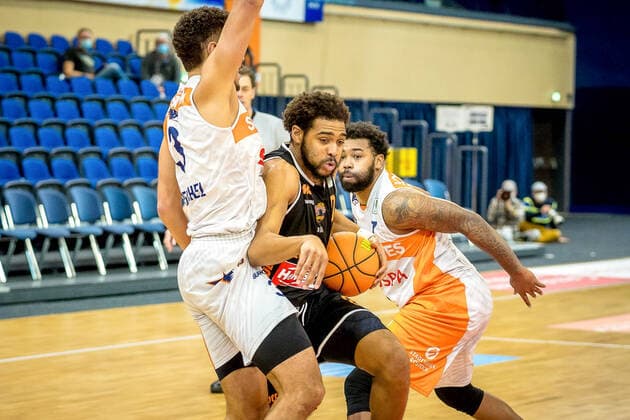 Jarelle Reischel, Rostock Seawolves vs Panthers Schwenningen, Basketball, PRO A, 28 03 2021 Rostock Seawolves vs Panthers Schwenningen, Basketball, PRO A, 28 03 2021 Rostock Copyright: xEibner-Pressefotox EP_GRW