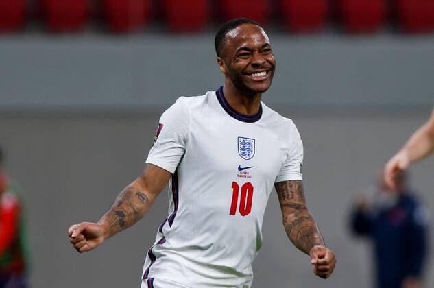 Mandatory Credit: Photo by Nikola Krstic BPI Shutterstock (11832717eo) Raheem Sterling of England Albania v England, FIFA World Cup, WM, Weltmeisterschaft, Fussball Qualifying Group I, Football, Arena Kombetare, Tirana, Albania - 28 Mar 2021 Albania v England, FIFA World Cup Qualifying Group I, Football, Arena Kombetare, Tirana, Albania - 28 Mar 2021  Copyright: xNikolaxKrstic BPI Shutterstockx 11832717eo