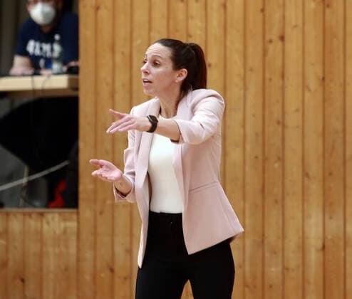 Wasserburg, Badria Halle,28 03 21, playoff quarterfinals, 1 game, basketball, 1 Bundesliga women, TSV 1880 Wasserburg vs Giro Live Panthers Osnabrueck in picture headcoach Sidney Marie PARSONS Wasserburg US , Copyright: HMBxMediax xHeikoxBecker