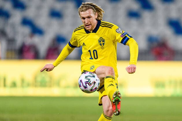 210328 Emil Forsberg of Sweden during the FIFA World Cup, WM, Weltmeisterschaft, Fussball Qualifier football match between Kosovo and Sweden on March 28, 2021 in Pristina. Photo: Ludvig Thunman BILDBYRAN kod LT LT0140 fotboll football soccer fotball vm-kval kval fifa world cup qualifier qualifier kosovo sverige sweden sverige a bbeng *** 210328 Emil Forsberg of Sweden during the FIFA World Cup Qualifier football match between Kosovo and Sweden on March 28, 2021 in Pristina Photo Ludvig Thunman BILDBYRAN kod LT LT0140 fotboll football soccer fotball vm kval kval fifa world cup qualifier qualifier kosovo sverige sweden sverige a bbeng,  Copyright: LUDVIGxTHUNMAN BB210328LT212