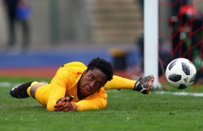 Mandatory Credit: Photo by Kieran McManus BPI Shutterstock (11836061t) Tobi Oluwayemi of England Under 18s saves a penalty in the practice penalty shootout after full time Wales U18 v England U18, International Friendly, Länderspiel, Nationalmannschaft Football, The Leckwith Stadium, Cardiff, UK - 29 Mar 2021 EDITORIAL USE ONLY No use with unauthorised audio, video, data, fixture lists, club league logos or live services. Online in-match use limited to 120 images, no video emulation. No use in betting, games or single club league player publications. Wales U18 v England U18, International Friendly, Football, The Leckwith Stadium, Cardiff, UK - 29 Mar 2021 EDITORIAL USE ONLY No use with unauthorised audio, video, data, fixture lists, club league logos or live services. Online in-match use limited to 120 images, no video emulation. No use in betting, games or single club league player publications. Copyright: xKieranxMcManus BPI Shutterstockx 11836061t