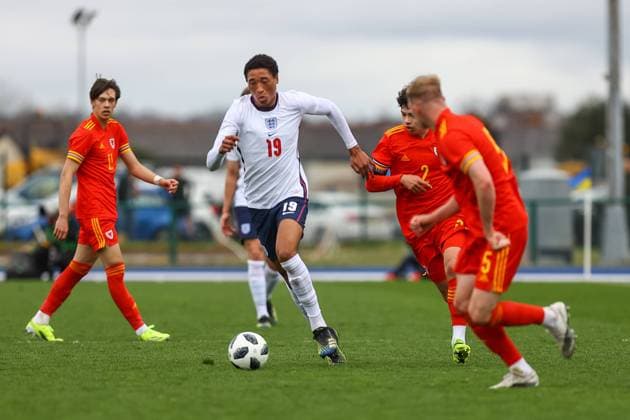 Wales v England 29 03 2021. U18 International Friendly, Länderspiel, Nationalmannschaft England Under 18 s Daniel Jebbison (19) in action during the international friendly match between U18 Wales and U18 England at Leckwith Stadium, Cardiff, Wales on 29 March 2021. Cardiff Leckwith Stadium Wales Editorial use only , Copyright: xDanxMintox PSI-12188-0039