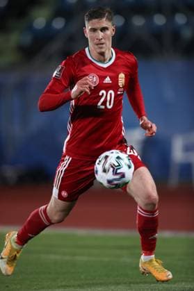 Roland Sallai of Hungary during the FIFA World Cup, WM, Weltmeisterschaft, Fussball qualifiers match at San Marino Stadium, Serravalle. Picture date: 28th March 2021. Picture credit should read: Jonathan Moscrop Sportimage EDITORIAL USE ONLY. No use with unauthorised audio, video, data, fixture lists, club league logos or live services. Online in-match use limited to 120 images, no video emulation. No use in betting, games or single club league player publications. SPI-0973-0114
