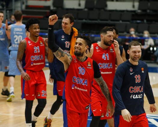 Saint Petersburg, Russia - 30 March 2021: Daniel Hackett (10) of CSKA are seen in action during the 2020 2021 Turkish Airlines EuroLeague Regular Season Round 32, match between BC CSKA Moscow and Zenit St. Petersburg. MaksimxKonstantinov