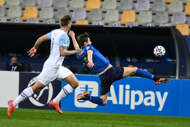 March 30, 2021, Maribor, Slovenia: Matteo Gabbia of Italy seen in action during the 2021 UEFA European Under-21 Championship Group B match between Italy and Slovenia at Stadion Ljudski vrt. Maribor Slovenia - ZUMAs197 20210330_zaa_s197_243 Copyright: xMilosxVujinovicx