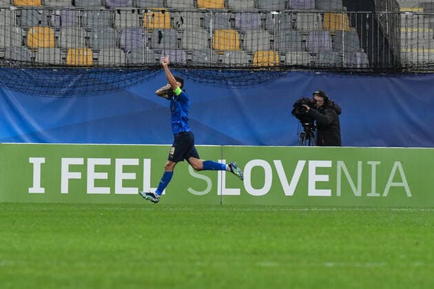 Sport Bilder des Tages March 30, 2021, Maribor, Slovenia: Patrick Cutrone of Italy celebrates after scoring a goal during the 2021 UEFA European Under-21 Championship Group B match between Italy and Slovenia at Stadion Ljudski vrt. Maribor Slovenia - ZUMAs197 20210330_zaa_s197_252 Copyright: xMilosxVujinovicx
