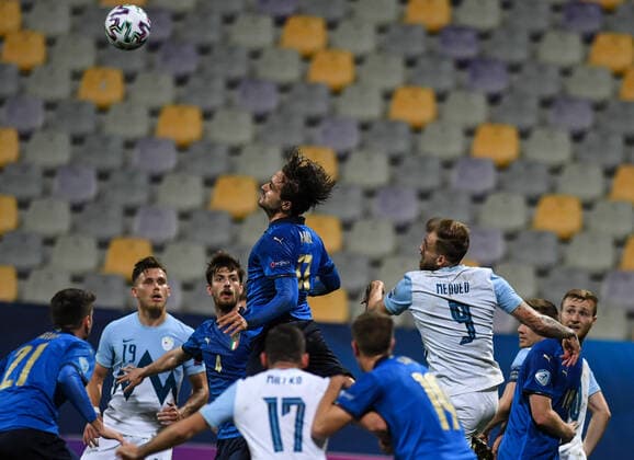 March 30, 2021, Maribor, Slovenia: Luca Ranieri of Italy and Zan Medved of Slovenia are seen in action during the 2021 UEFA European Under-21 Championship Group B match between Italy and Slovenia at Stadion Ljudski vrt. Maribor Slovenia - ZUMAs197 20210330_zaa_s197_261 Copyright: xMilosxVujinovicx