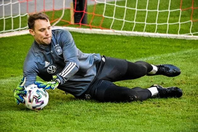 (210331) -- DUSSELDORF, March 31, 2021 -- Goalkeeper Manuel Neuer of Germany attends a training session in Dusseldorf, Germany, March 30, 2021. Germany is to play against North Macedonia in a FIFA 2022 World Cup qualifier match in Germany s Duisburg on March 31. FOR EDITORIAL USE ONLY (Photo by Xinhua) (SP)GERMANY-DUSSELDORF-FOOTBALL-FIFA 2022 WORLD CUP QUALIFIERS-GERMANY-TRAINING SESSION UlrichxHufnagel 