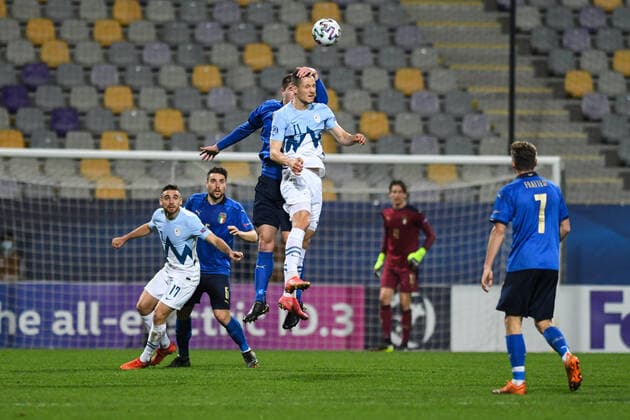 March 30, 2021, Maribor, Slovenia: Zan Celar of Slovenia seen in action during the 2021 UEFA European Under-21 Championship Group B match between Italy and Slovenia at Stadion Ljudski vrt. Maribor Slovenia - ZUMAs197 20210330_zaa_s197_271 Copyright: xMilosxVujinovicx