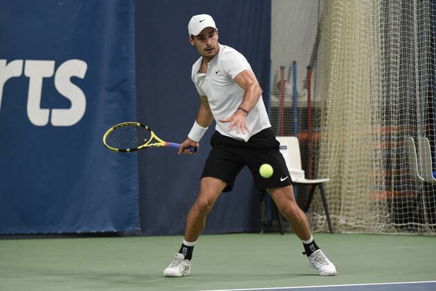 31 03 2021, Biel, Swiss Tennis Arena, ITF WORLD TENNIS TOUR M25 BIEL Antoine Escoffier France Kilian Feldbausch Switzerland , Antoine Escoffier Biel Bern Switzerland  Copyright: xJustPictures.ch ManuelxWinterbergerx