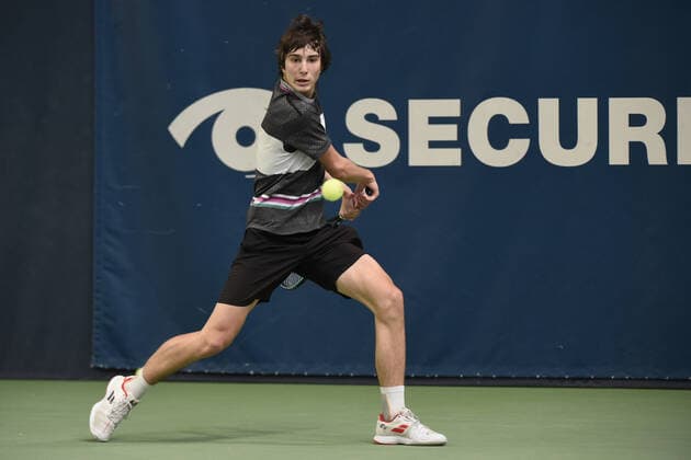31 03 2021, Biel, Swiss Tennis Arena, ITF WORLD TENNIS TOUR M25 BIEL Antoine Escoffier France Kilian Feldbausch Switzerland , Kilian Feldbausch Biel Bern Switzerland  Copyright: xJustPictures.ch ManuelxWinterbergerx