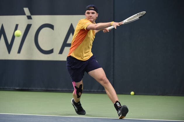 31 03 2021, Biel, Swiss Tennis Arena, ITF WORLD TENNIS TOUR M25 BIEL Leandro Riedi Switzerland vs Dominic Stricker Switzerland , Dominic Stricker Biel Bern Switzerland  Copyright: xJustPictures.ch ManuelxWinterbergerx