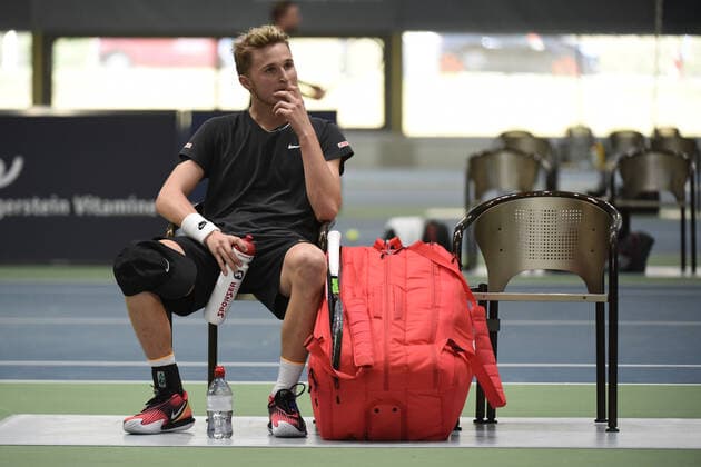 31 03 2021, Biel, Swiss Tennis Arena, ITF WORLD TENNIS TOUR M25 BIEL Leandro Riedi Switzerland vs Dominic Stricker Switzerland , Leandro Riedi Biel Bern Switzerland  Copyright: xJustPictures.ch ManuelxWinterbergerx