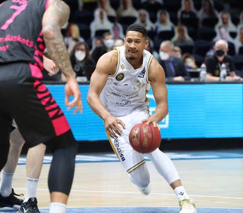 Löwen Braunschweig vs Bonn, BBL Braunschweig, 31 03 2021, BASKETBALL easyCredit BBL Basketball Bundesliga, Löwen Braunschweig vs Telekom Baskets Bonn, season 2020 21 Karim Jallow Löwen Braunschweig Braunschweig