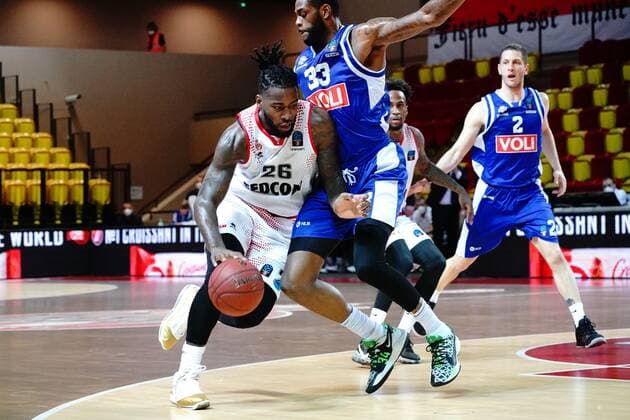 Mathias Lessort (AS Monaco) - Willie Reed (Buducnost Podgorica) BASKETBALL : Monaco vs FK Buducnost Podgorica - Eurocoupe - Monaco - 31 03 2021 NorbertScanella PanoramiC 