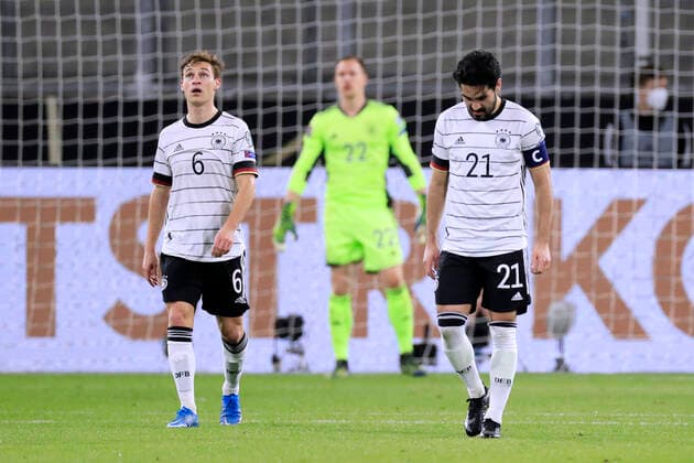 GUENDOGAN Ilkay Kapitaen Team Germany with KIMMICH Joshua Football World Cup 2022 Qualification Match Group J Germany North Macedonia 1 2 on 31 03 2021 in Duisburg DFL REGULATES PROHIBIT ANY USE OF PHOTOGRAPHS as IMAGE SEQUENCES and or QUASI VIDEO