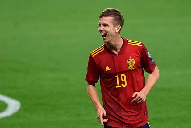 (210401) -- SEVILLE, April 1, 2021 -- Spain s Dani Olmo celebrates the goal during the FIFA World Cup, WM, Weltmeisterschaft, Fussball 2022 qualifier Group B match between Spain and Kosovo in Seville, Spain, on March 31, 2021. (Photo by Xinhua) (SP)SPAIN-SEVILLE-FOOTBALL-FIFA WORLD CUP 2022-QUALIFIERS-SPAIN VS KOSOVO PabloxMorano 