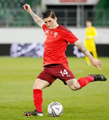 Foto Manuel Geisser 31.03.2021 Sankt Gallen : Kybunpark St.Gallen , Saison 2020 2021 Herren Fussball Test Länderspiel Schweiz - Finnland Steven Zuber (Schweiz) *** Photo Manuel Geisser 31 03 2021 Sankt Gallen Kybunpark St Gallen , Season 2020 2021 Men Football Test International Match Switzerland Finland Steven Zuber Switzerland 