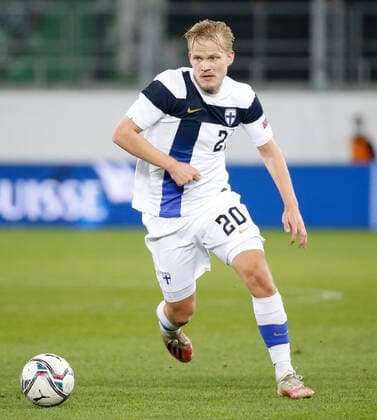 Foto Manuel Geisser 31.03.2021 Sankt Gallen : Kybunpark St.Gallen , Saison 2020 2021 Herren Fussball Test Länderspiel Schweiz - Finnland Joel Pohjanpalo (Finnland) *** Photo Manuel Geisser 31 03 2021 Sankt Gallen Kybunpark St Gallen , Season 2020 2021 Men Football Test International Switzerland Finland Joel Pohjanpalo Finland 