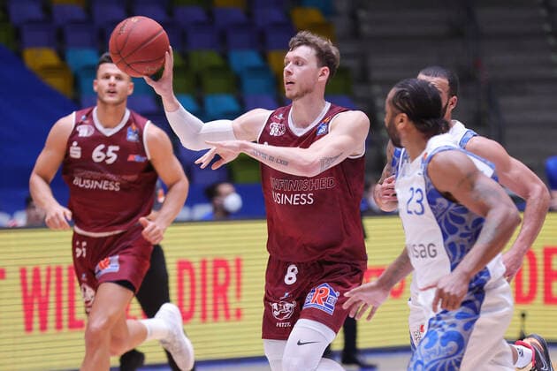 Fraport Skyliners NINERS Chemnitz, easyCredit BBL Jan Niklas Wimberg Niners Chemnitz, 8 Basketball match of the easyCredit BBL between Fraport Skyliners and NINERS Chemnitz on 1 April 2021 at Fraport Arena in Frankfurt am Main , Frankfurt am Main Hessen Germany Fraport Arena