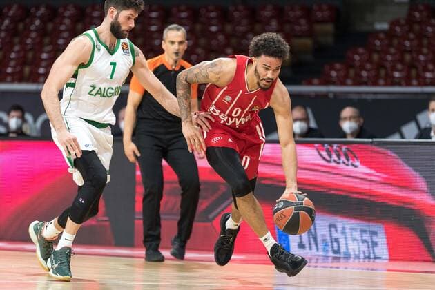 Basketball, Euroleague, day0 04 2021, FC Bayern Munich Zalgiris Kaunas Pictured Patricio GARINO Zalgiris Kaunas, 7 and Nick WEILER BABB FC Bayern Munich, 0 Munich Audi Dome Bayern Germany. Copyright: Passion2Press.dex xMarkusxFischerx