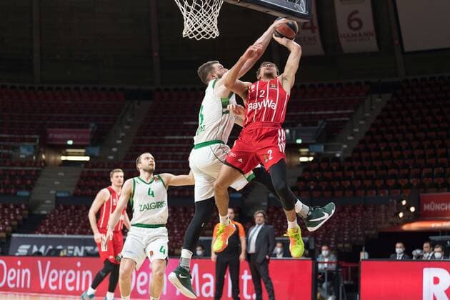 Basketball, Euroleague, day0 04 2021, FC Bayern Munich Zalgiris Kaunas Pictured Martinas GIVEN Zalgiris Kaunas, 23 and Wade BALDWIN FC Bayern Munich, 2 Munich Audi Dome Bayern Germany. Copyright: Passion2Press.dex xMarkusxFischerx