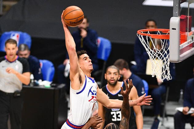 Sport Bilder des Tages LOS ANGELES, CA - APRIL 01: Denver Nuggets Forward Michael Porter Jr. (1) goes up for a dunk during a NBA, Basketball Herren, USA game between the Denver Nuggets and the Los Angeles Clippers on April 1, 2021 at STAPLES Center in Los Angeles, CA. The game was played without fans due to the COVID-19 pandemic. (Photo by Brian Rothmuller Icon Sportswire) NBA: APR 01 Nuggets at Clippers Icon210401010
