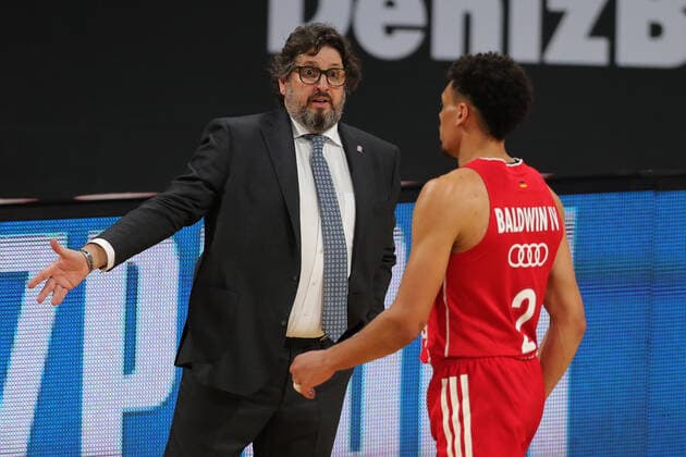 Head Coach Andrea Trinchieri Munich and Wade Baldwin IV GER, FC Bayern Basketball vs Zalgiris Kaunas, Basketball, Euroleague, 2020 2021 season, 01 04 2021, GER, FC Bayern Basketball vs Zalgiris Kaunas, Basketball, Euroleague, 2020 2021 season, 01 04 2021, Munich. Copyright: xEIBNER MarcelxEngelbrechtx EP_EER