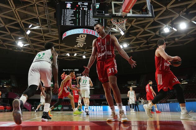 Zan Sisko Muenchen cant believe it GER, FC Bayern Basketball vs Zalgiris Kaunas, basketball, Euroleague, 2020 2021 season, 01 04 2021, GER, FC Bayern Basketball vs Zalgiris Kaunas, basketball, Euroleague, 2020 2021 season, 01 04 2021, Muenchen Copyright: xEIBNER MarcelxEngelbrechtx EP_EER