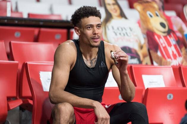 Basketball, Euroleague, day0 04 2021, FC Bayern Munich Zalgiris Kaunas In the picture Wade BALDWIN FC Bayern Munich, 2 enjoys winning cigar Munich Audi Dome Bayern Germany Copyright: Passion2Press.dex xMarkusxFischerx