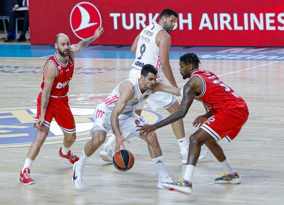 MATCH Matchday 33 Euroleague Men Madrid Real Madrid vs Olympiacos Piraeus Alberto Abalde Octavius Ellis Vassilis Spanoulis Felipe Reyes Madrid Madrid Madrid Spain Basketball  Copyright: xAlbaxPachecox