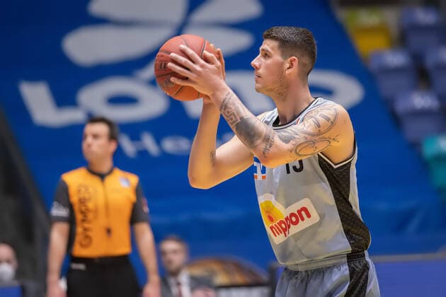 Fraport Skyliners HAKRO Merlins Crailsheim, easyCredit BBL Bogdan Radosavljevic Crailsheim, 15 during the free throw basketball match of the easyCredit BBL between Fraport Skyliners and HAKRO Merlins Crailsheim on 4 April 2021 at Fraport Arena in Frankfurt am Main , Frankfurt am Main Hesse Germany Fraport Arena