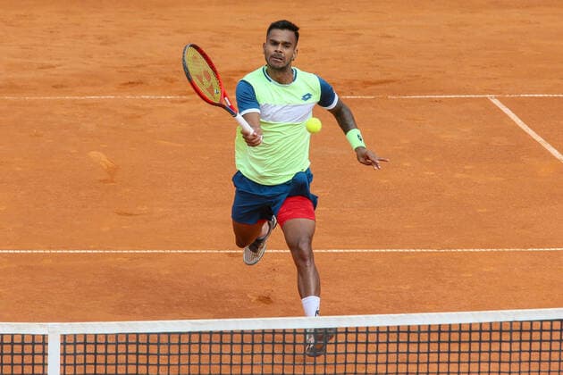 ATP, Tennis Herren Tour 250 2021 Sardegna Open Tennis CAGLIARI, ITALY, APR 04: Sumit Nagal during the ATP Tour 250 Sardegna Open tennis match in Cagliari, Italy on April 04, 2021. Cagliari Tennis Club Cagliari Italy 6456_236594 Copyright: xGiampieroxSposito PentaxPressx